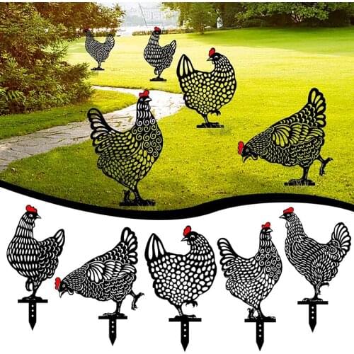 1PC Acrylic Branch Hen Chicken Decoration Standing Silhouette Hollow out Durable Home Garden Decoration Yard Outdoor