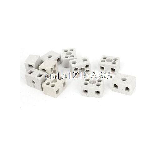 10pcs 2 Way 5 Hole 2W5H Ceramic Terminal Block Wire Connector 5A