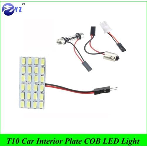 100 Set car styling reading lamp Dome light 5730 24 SMD Led car White Bulb Light Panel Car Interior T10 T11 Dome BA9S Adapter
