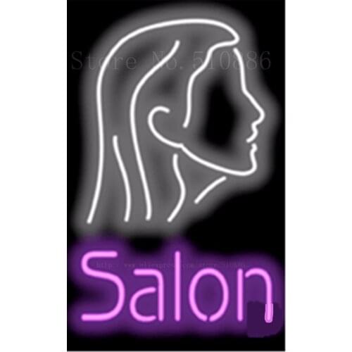 17*14" Salon NEON SIGN REAL GLASS BEER BAR PUB LIGHT SIGNS store display Restaurant salons services Shop Advertising Lights