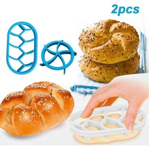 2PCS Bread Dough Press Mold Set baking Bread Rolls Mold Plastic Pastry Cutters DIY Classic Bread Press Mold Round Oval Set