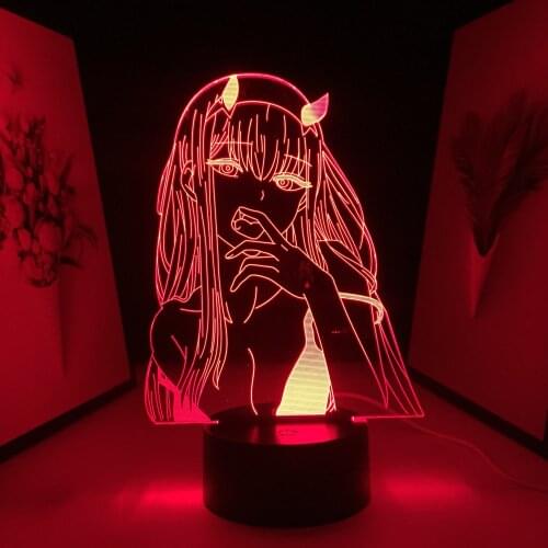 Anime DARLING in the FRANXX Zero Two Figure 3D Nightlight Kids Gift Night Light Child Bedroom Decor Manga Table Lamp