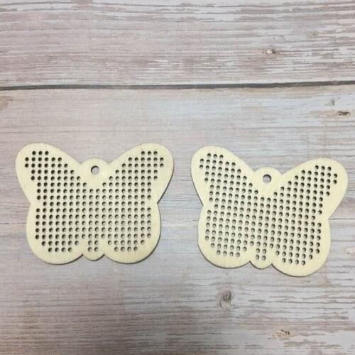 50pcs custom cheap wood knitting needle cross stitch blank wood crafts cross stitch bufferfly