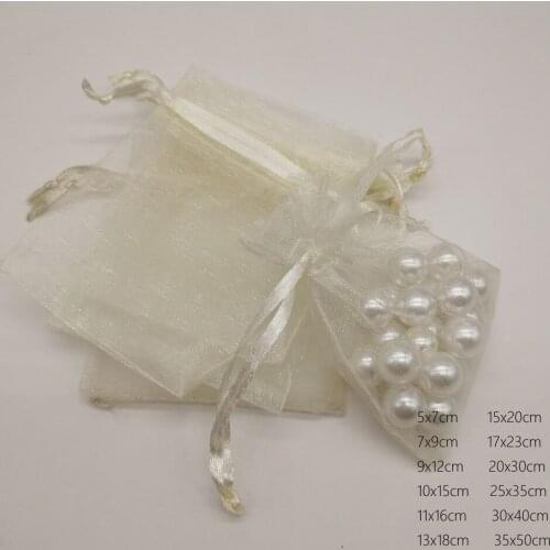 500pcs Beige Organza Bag Drawstring Pouch Bag Jewelry Bags Gifts For Wedding/Christmas/Jewelry Display Packaging Bags Organizer
