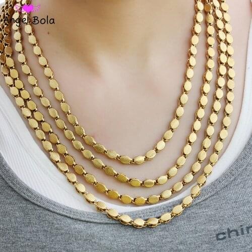 6mm New Denier Shape Gold Long Unisex Charm Fashion Necklace High-end Jewelry Non-fading Holiday Gift Wholesale