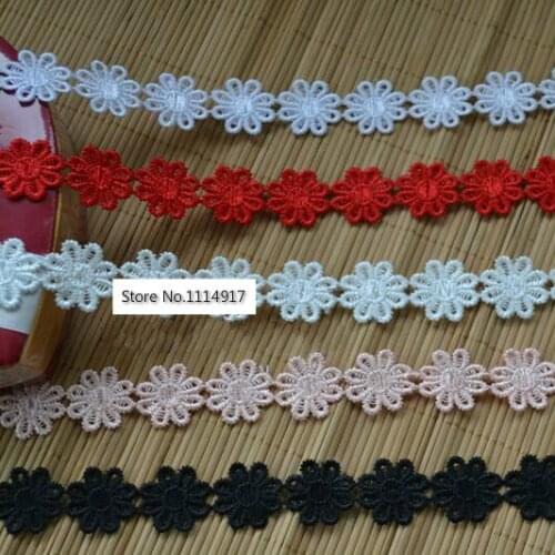 Black/White/Red/Meat pink Water-soulble Small Flower Lace Trim Wdedding Decoration Width 2.3cm 6Ms/lot