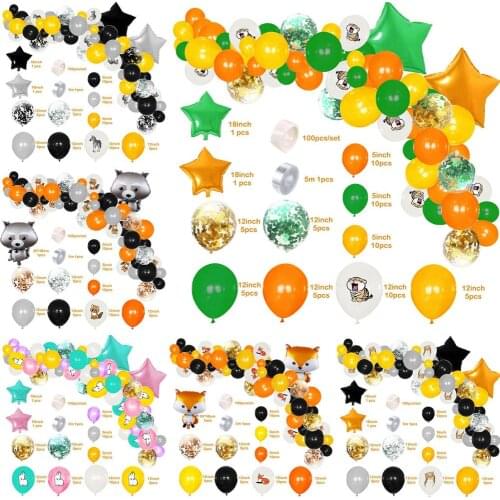 69pcs/set Animal Latex Balloons Arch Rabbit Fox Balloon Chain Hawaii Theme Jungle Party Wall Birthday Party Wedding Decoration