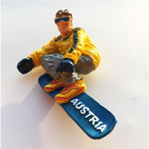 Austria Winter Ski Resort Creative Handmade Resin Painted Crafts Tourism Memorial Magnet Fridge