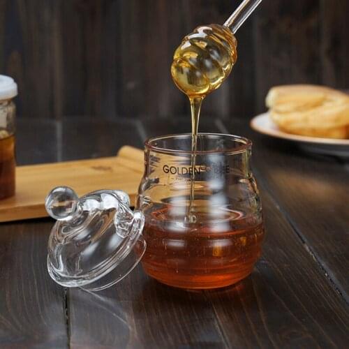 250ml Honey Jar with Dipper and Lid Transparent Glass Honey Container Honey Pot
