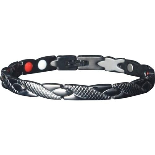 New Stainless Steel Black Germanium Magnetic Chain Link Bracelet for Women Men Health Care Energy Jewelry Snoring Dragon style