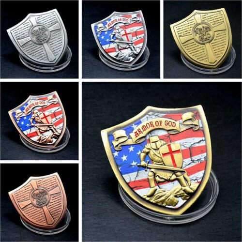 Armor of God High Relief Cross Shield Challenge Coin Ephesians 6:10-18 Commemorative coins