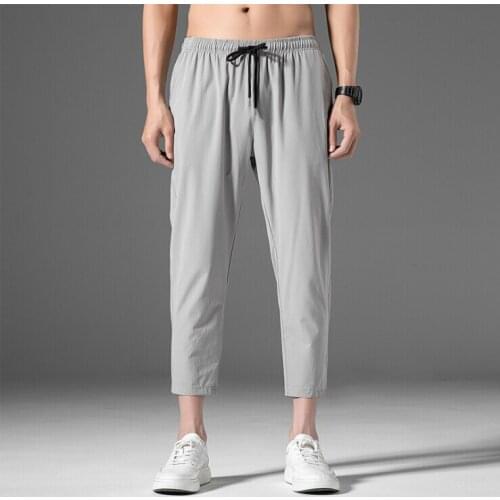 2021 New Fashion Men Stretch Straight Casual Pants Sports Pants Waist Waist Casual Sports Pants Solid Color Pants