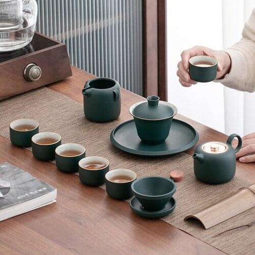 Chinese Porcelain Tea Set Vintage Luxury Simple Tea Cups Living Room Office Tea Set Gift Box Jogo De Cha Teaware Sets DI50CJ