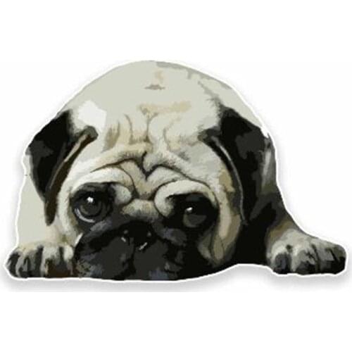 Dawasaru Car Sticker Cute Pug Dog Vinyl Sticker Cartoon Reflective Car Styling Motorcycle Car Decal Accessories 13cm X 8cm