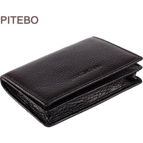 PITEBO Business genuine leather business card box high-grade Ladies Business Card box, mens leather set metal card box nice