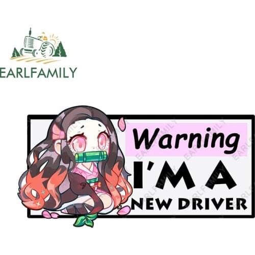 EARLFAMILY 20cm x 10.3cm for Demon Slayer Nezuko New Driver Car Stickers Funny Motorcycle Trunk Decal Vinyl RV Car Accessoires