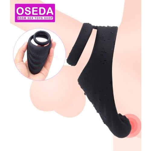 Cock Ring With Perineum Massager Sex Toys For Men Penis Ring Delay Ejaculation Anillos Scrotum Binding Dual Rings Adult Sex Shop