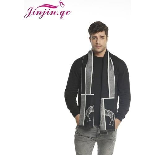 Jinjin.QC Men Scarf Horse Printed Scarves and Wraps Cashmere Scarfs Winter Pashmina Mens Bandana Echarpe Foulard Bufandas