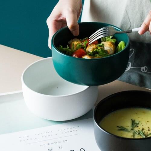 2-pieces ceramic bowl fruit salad bowl household rice bowl soup ramen bowl breakfast bowl solid color 4-6 inch bowl CN(Origin)