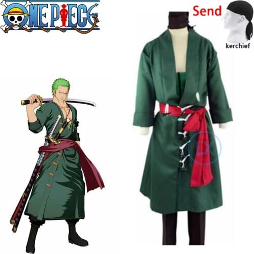 Anime One Piece Roronoa Zoro Cosplay Costume Clothes Full Set Custom Made Full Suit Women Men Adults Halloween