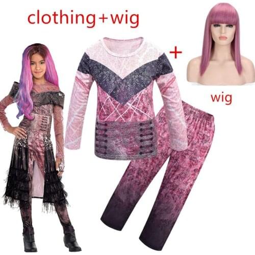 Pink Audrey Costumes girl Halloween Costumes for Kids Fancy Party women Costume evie descendants 3 Mal Cosplay Fantasia costumes