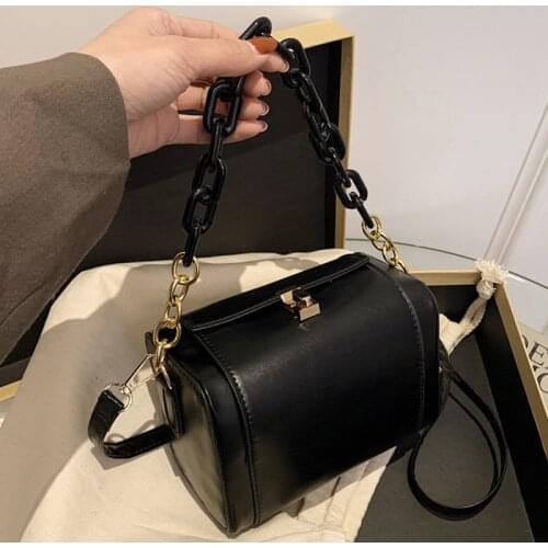 Female Leather Box Bags for Women 2021 Fashion Solid Casual New Messenger Handbag Girl Tote-bag Chains Vintage Shoulder Handbag