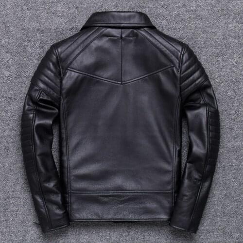Winter Autumn Genuine Leather Jacket Men Streetweaar Real Sheepskin Coat Man Moto Biker Vintage Cow Leather Jackets 002