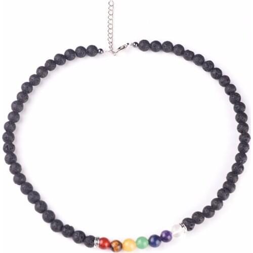Multicolor Natural Stone Necklace Lava Beads Necklaces Fashion Jewelry Christmas Gift