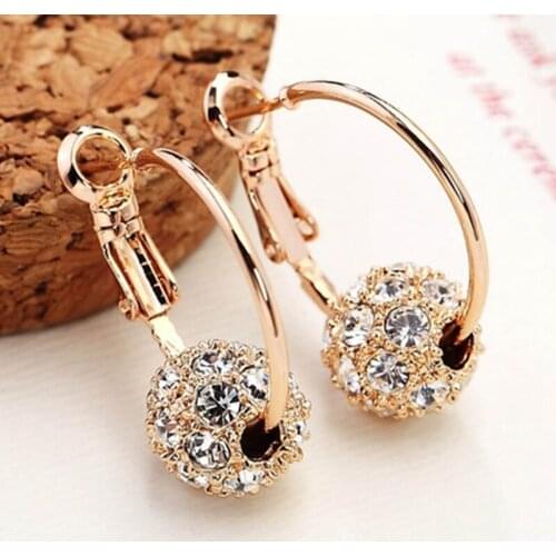 Fashion Crystal Ball Gold/Silver Earrings High Quality Earrings For Woman Party Wedding Jewelry Boucle D'oreille Femme