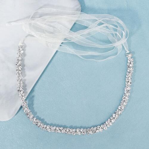 Fashion Bride Wedding Ribbon Silver Color Rhinestone Crystal Belt Ribbon Pearls Body Chain Bridal Waistband Accessories LB