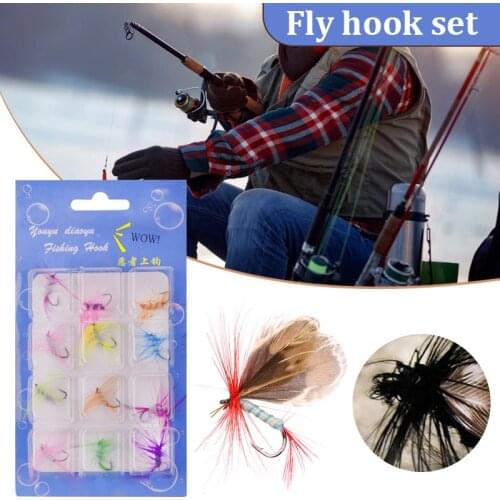 12pcs/set Fly Fishing Flies Hook Kit Salmon Trouts Flies Floating Sinking Fishing Lures Fishhook Lure