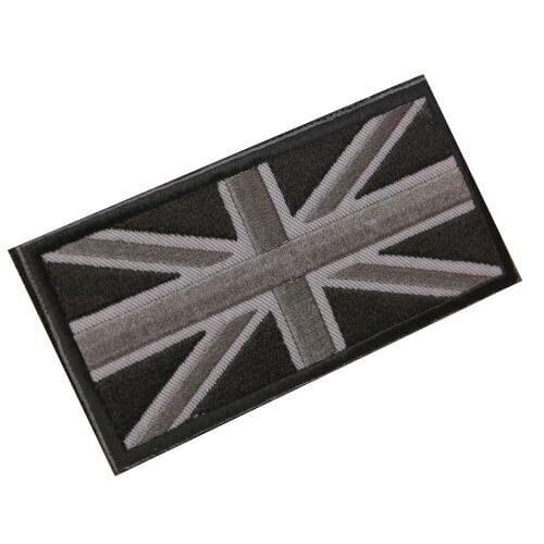 FASHION Union Jack UK Flag Badge Patch Stick Back 10cm x 5cm NEW, (Black/Gray)