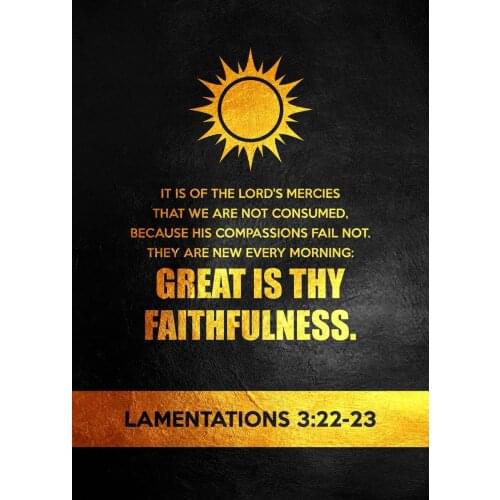 Wall Arts Black And Gold Sun Prints Poster Christ Bible Quotes Great Is Thy Faith Ful Wall Painting The Picture Print On Canvas