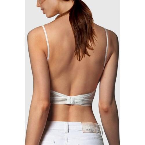 New Sexy Low Back Bralette Ladies U Backless Invisible Lace Bra Polka Dot Mesh Ultra Thin Underwear Women Lingerie Tank Top Bras