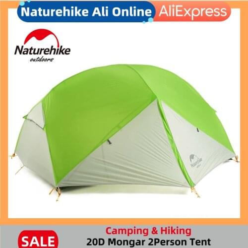Naturehike Camping Tent Mongar 2 Person Green Tent Waterproof 20D Nylon Backpacking Ultralight Tourist Outdoor Tents With Mat