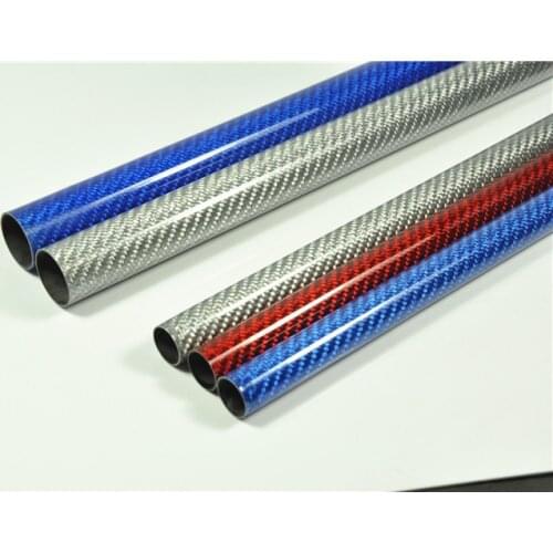 2pcs 3K Multicolour Carbon Fiber Tube For RC Airplane Glossy Surface Length 500mm 10mm 12mm 14mm 16mm 23mm 24mm