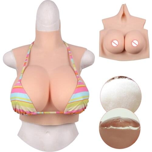 Crossdresser Realistic Silicone High Collar Breast Forms Fake Boobs Suit Enhancer Tits Shemale Transgender Drag Queen Cosplay