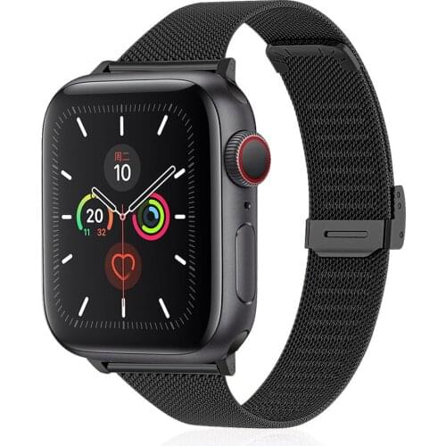 Slim Stainless Steel Strap for apple watch strap series 6 5 4 3 se women men mesh loop for iwatch se 38mm 40mm 42mm 44mm bands