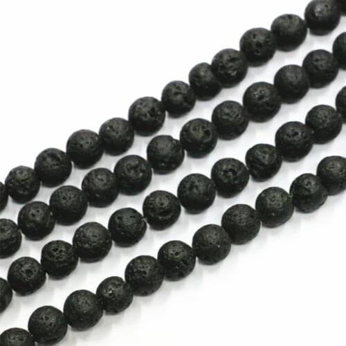 Diy Jewellery Making Black Volcanic Lava Bead Natural Stone Loose Beads 6mm 8mm 10mm 12mm Stones Jewelry Findings 15inch B3259