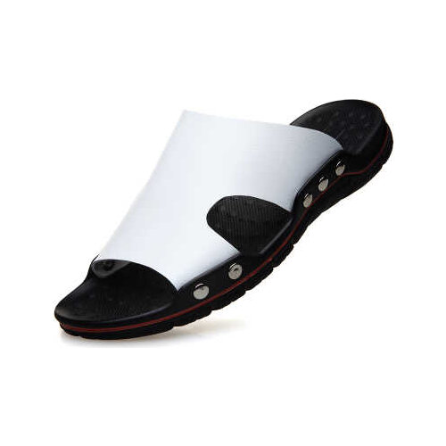 Sandals men Genuine Leather Slippers Summer Brand Soft Comfortable Beach Slippers Men Casual Cross Outdoor Slides 2021 New