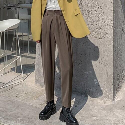 High Waist Harem Pants OL Style Loose Trousers Autumn Winter 2021 Suit Pants Women All-match Office Fashion Clothing Chic 11387