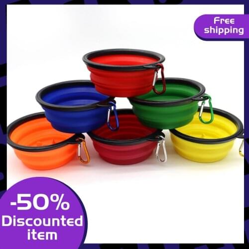 Collapsible Dog Bowl, Foldable Expandable Cup Dish For Pet Cat Food Water Feeding Portable Travel Bowl Free Carabiner