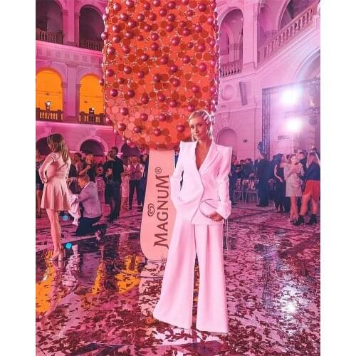 Modern 2 Piece Women Suits With Shoulder Pads Custom Made Girl Suit Sexy V Neck Oversize Fashion Formal Lady Office Suits