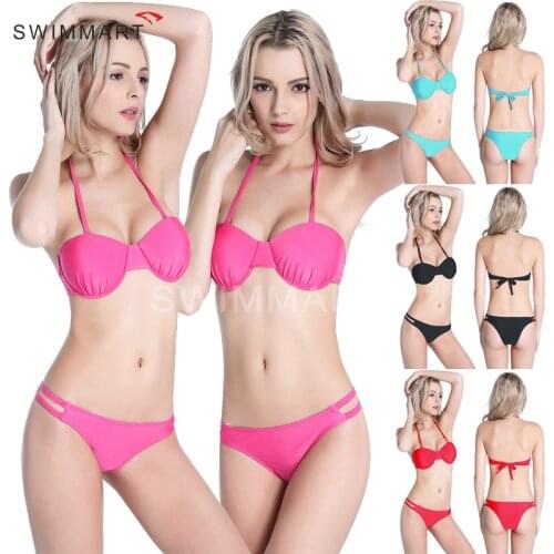 SWIMMART Women Bikinis 2017 Sexy Beach Lady Hanging Neck Swimsuit Bathing Suit Bikini Set Swimwear