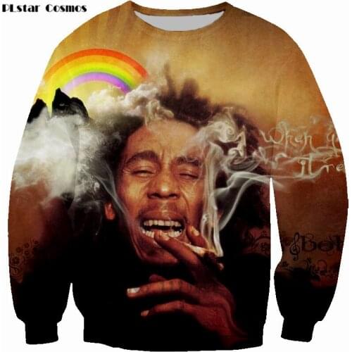 PLstar Women/Men Hipster Crewneck Sweatshirt Reggae Star Bob Marley Print 3d hoodies Clothing Jumper casual tops size S-5XL