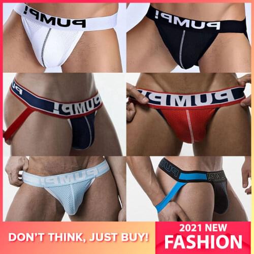 6PCS Popular Gay Men Sexy Underwear Thong Men Jockstrap Solid Man thong Mens Thongs And G strings Cueca Male Panties Sissy Slip