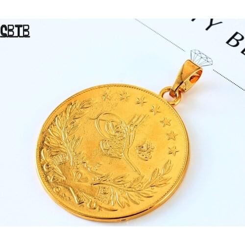 Turkish Fashion Coins Muslim Islamic Women Gold High Jewelry Necklace Pendant Traditional Ethnic Middle East Arab Jewelry