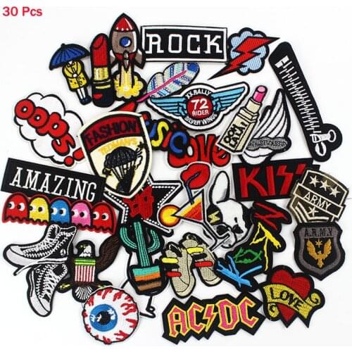 30pcs/lot wholesale Girls Embroidered Patches iron on Badges for Women Clothes Jackets Jeans Stickers Appliques