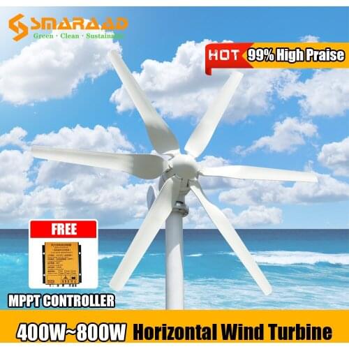 High Efficient 400w 600w 800w Free Energy Horizontal Windmill 3/5/6 Blades Wind Turbine Generator 12v 24v With Free Controller