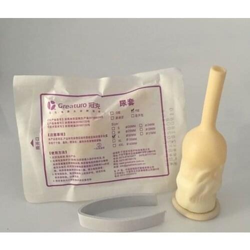 High quality 25mm/30mm/35mm male external catheter single use disposable condom shape urine collector Latex urinal bag